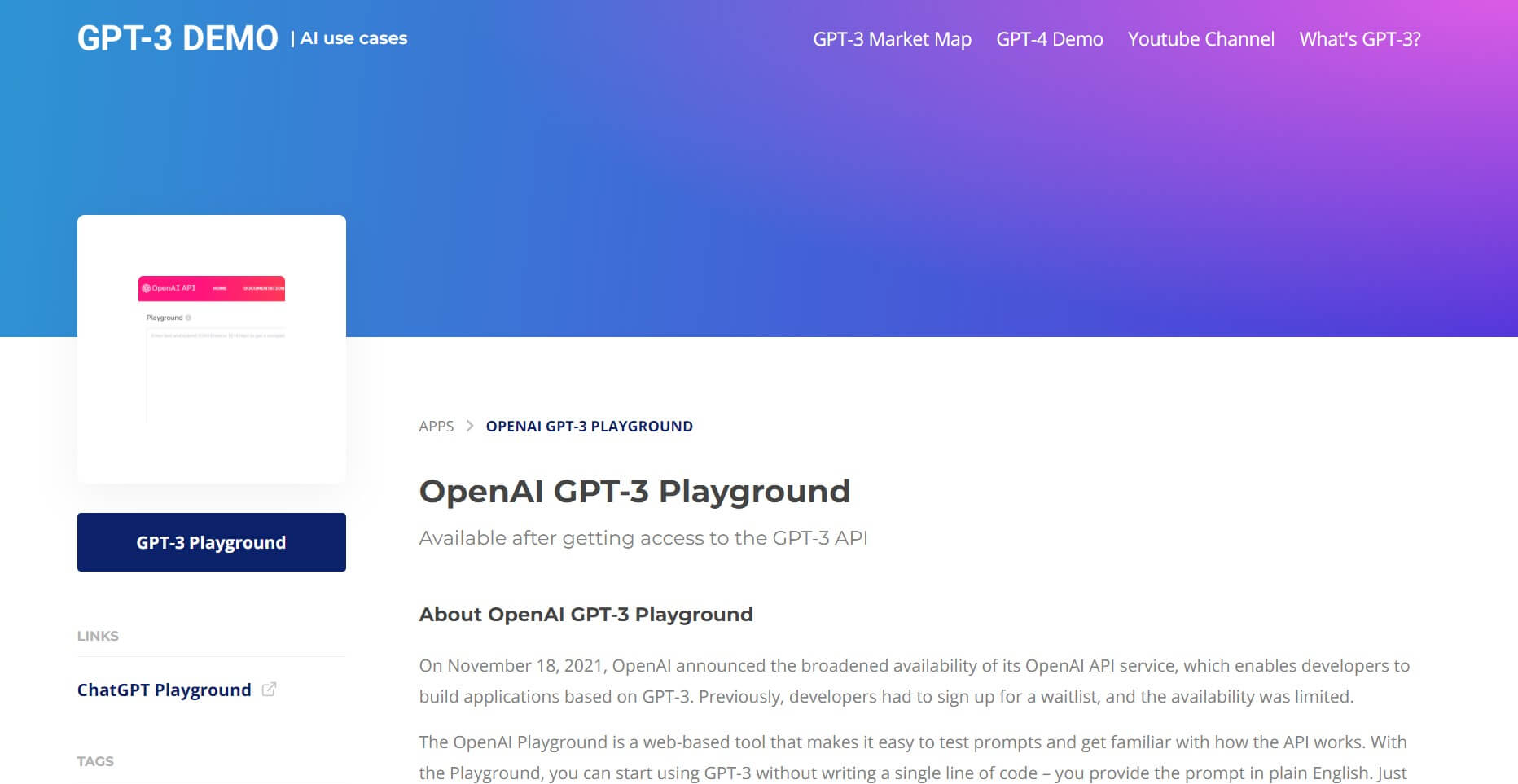 OpenAI GPT-3 Playground