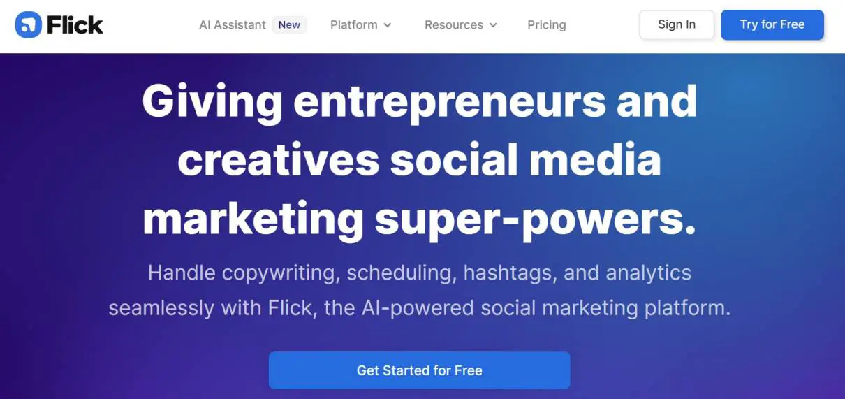 Flick.social AI tool for social media management