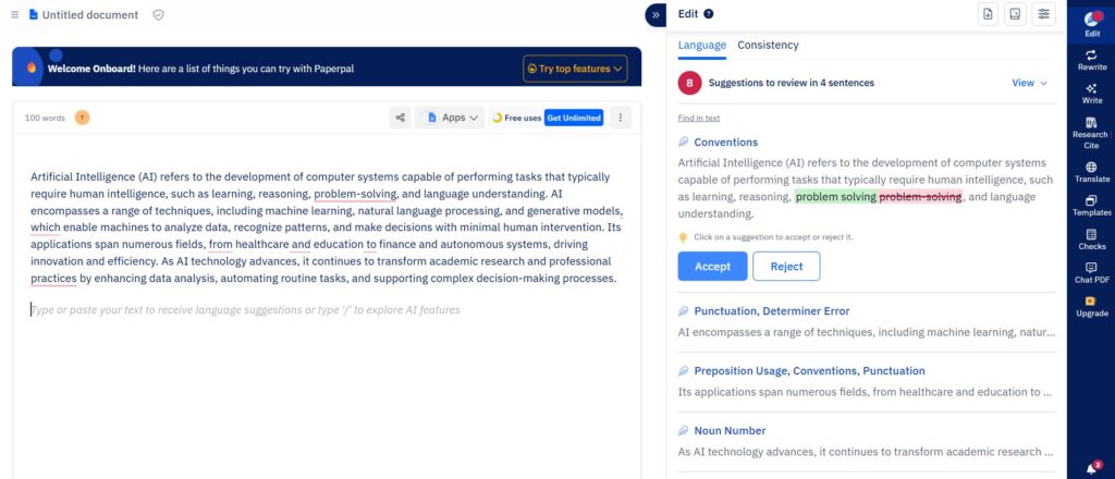 Paperpal AI Proofreader
