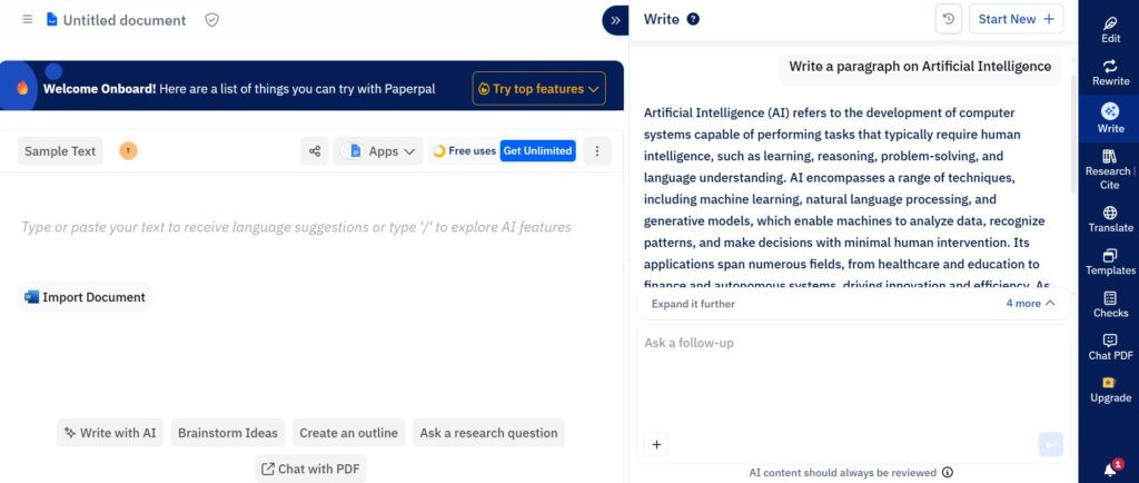 Paperpal AI Essay Writer