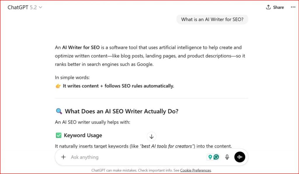 ChatGPT AI Text Generator for SEO