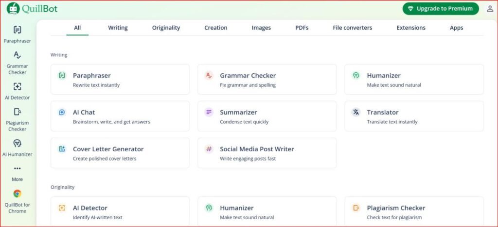 Quillbot AI Paraphraser — Best for Rewriting