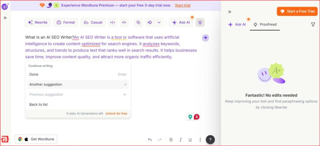 Wordtune Ai Writer — Best for Editors
