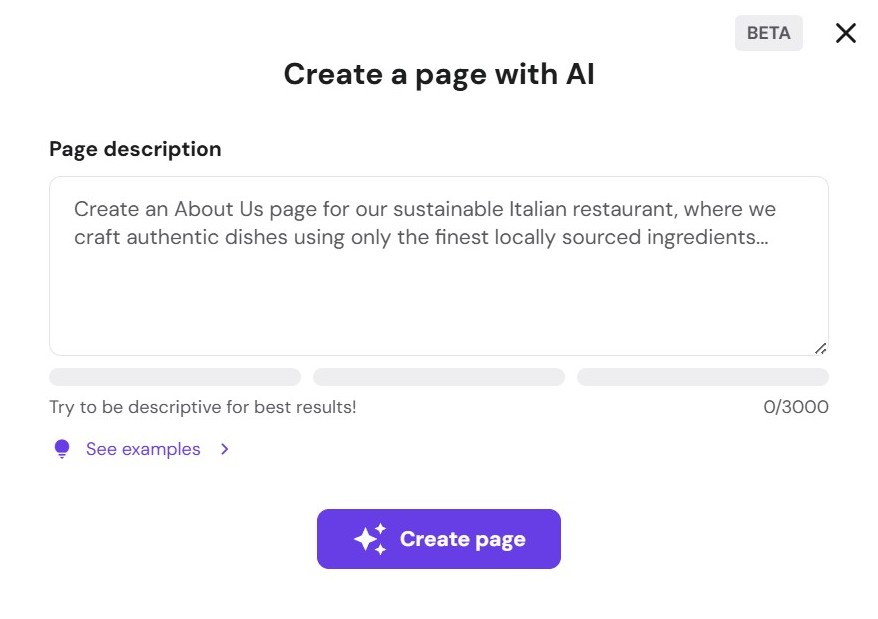 Hostinger AI Page Generator