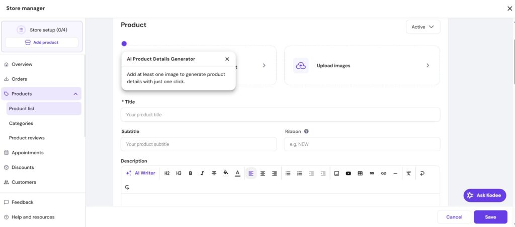 Hostinger AI Product Details Generator