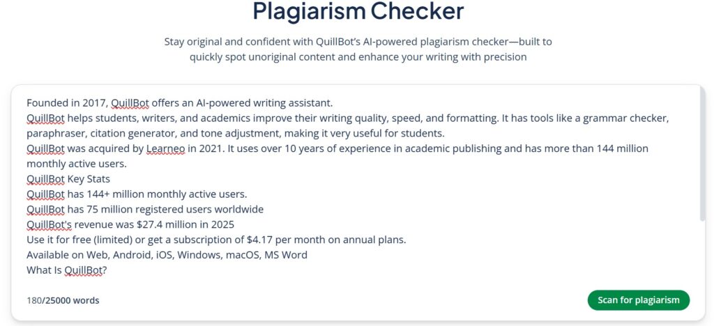 QuillBot Plagiarism Checker